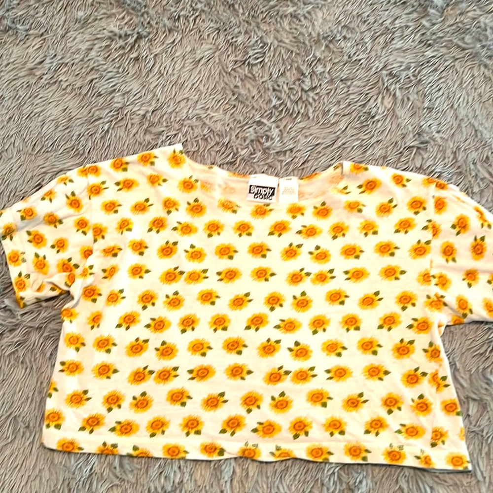 Ladies Simply Basic Crop top size S yellow: cream flory